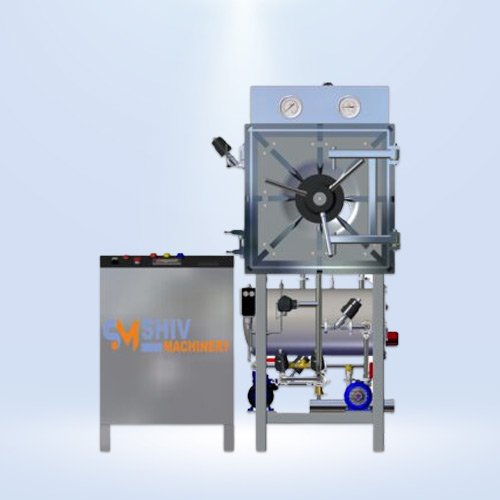 image of shiv machinery's Horizontal (Rectangular) High Pressure Steam Sterilizer front view